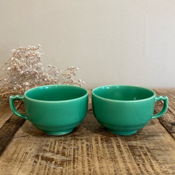 Vintage Other - 2 Homer Laughlin Riviera Light Green Art Deco Tea Cups Vintage